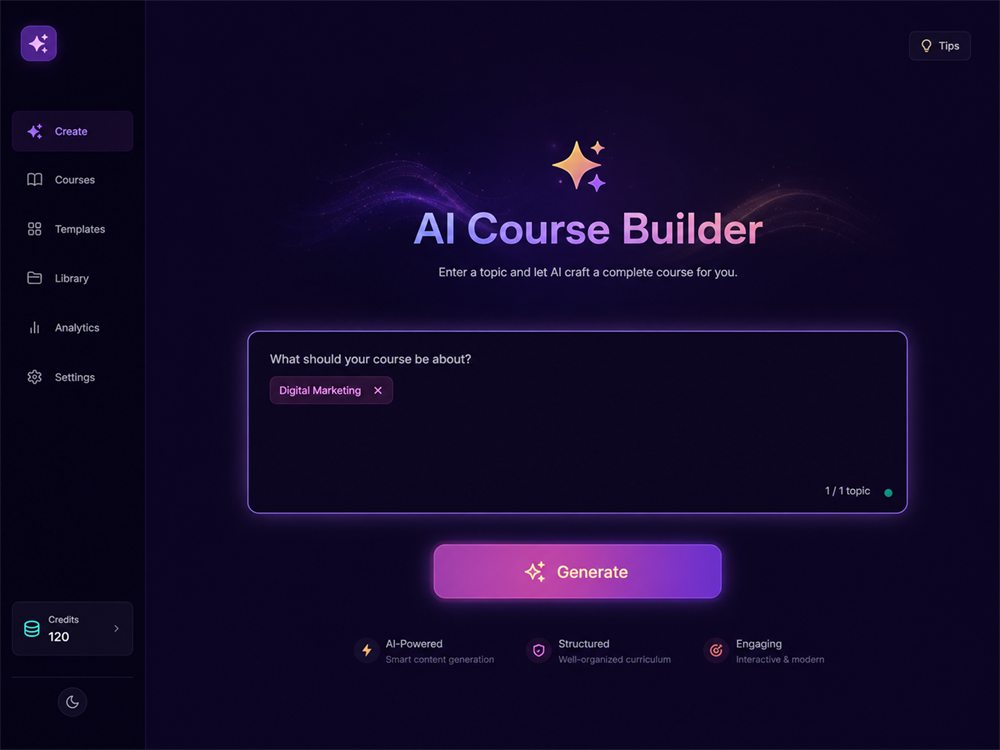 CourseXena keyword entry screen